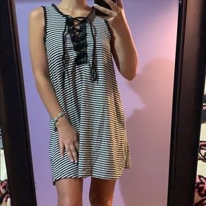 Lace Up Stripe Dress